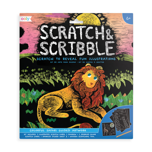 Animal Lion Scratch Rainbow Painting Art Sheet Diy Scratchboard